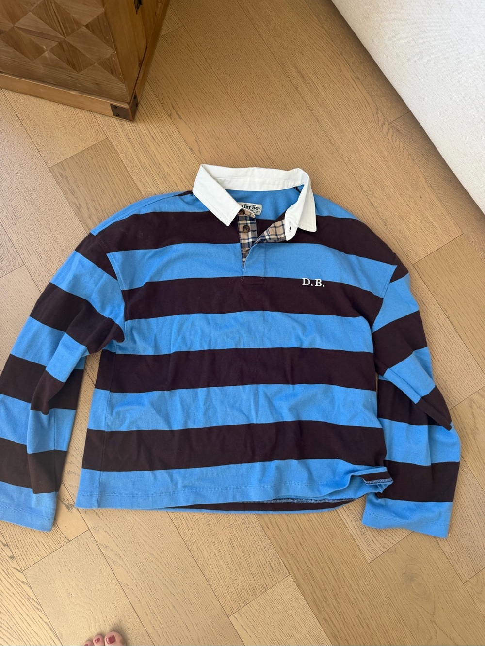 Relaxed Rugby Pullover in Blue and Brown with matching shorts - Picture 3 of 6